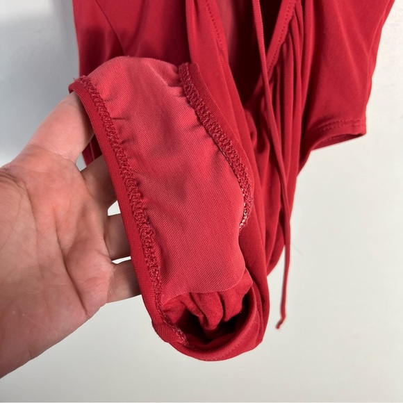 ROBIN PICCONE Lina Ruffle V-neck One Piece Size 6 Brick Red - Picture 10 of 12